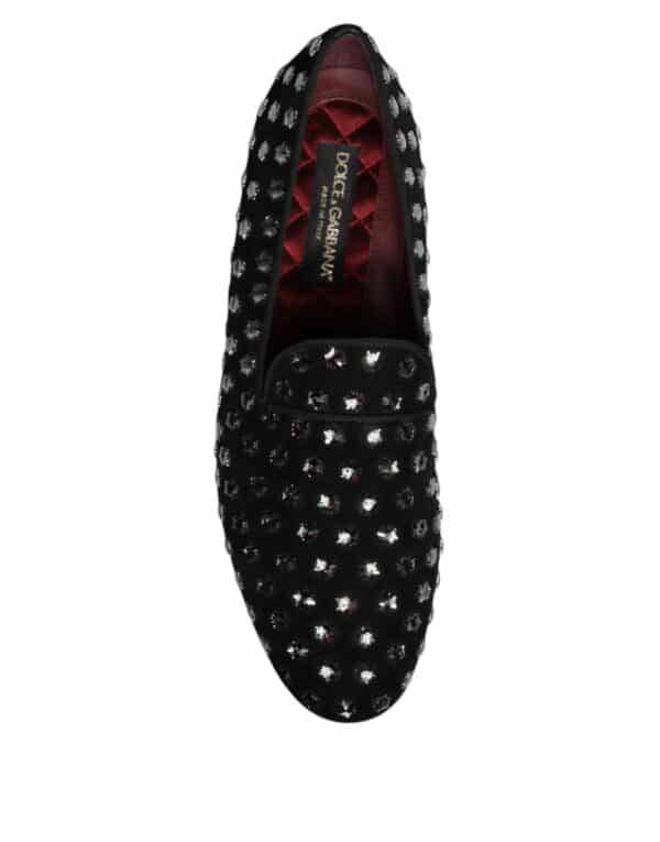 Dolce & Gabbana Black Crystal Embellished Loafers Dress Shoes – Image 8