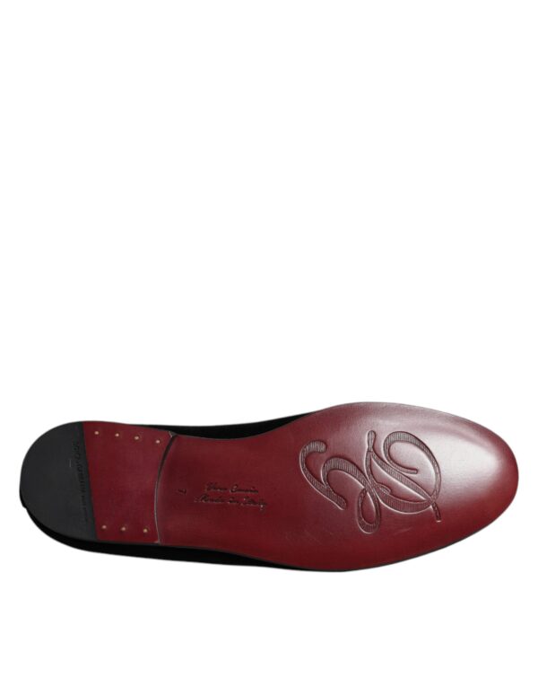 Dolce & Gabbana Black Velvet Crystal Crown Loafers Formal Dress Shoes – Image 8