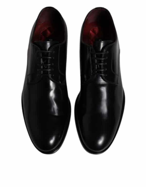 Dolce & Gabbana Black Calfskin Leather Derby Lace Up Formal Dress Shoes – Image 3