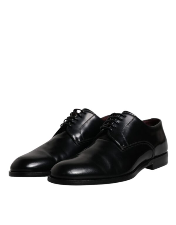Dolce & Gabbana Black Calfskin Leather Derby Lace Up Formal Dress Shoes – Image 4