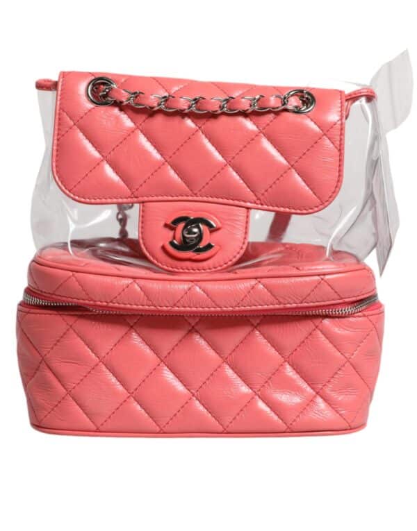Chanel Pink Vinyl Leather Backpack Purse Bag – Image 2