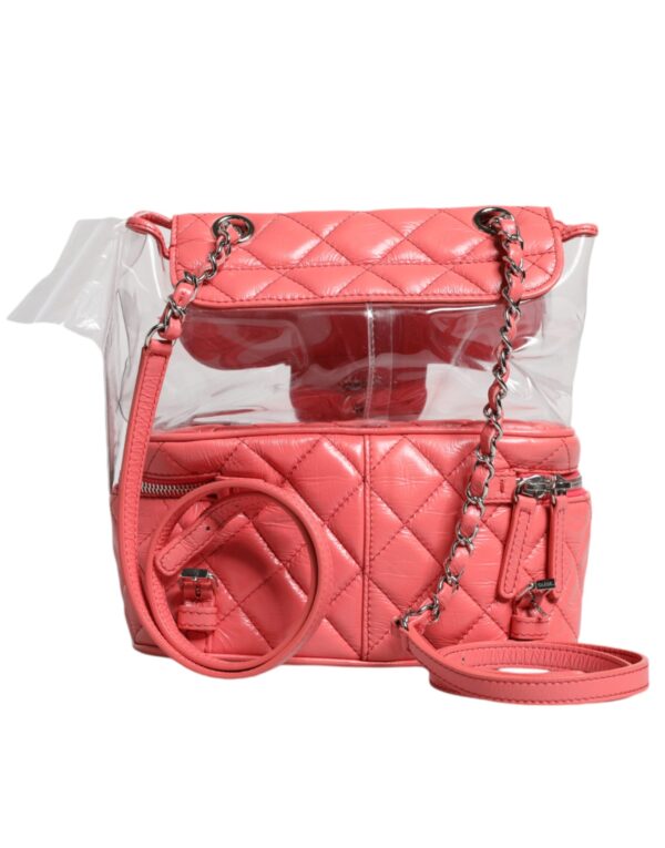 Chanel Pink Vinyl Leather Backpack Purse Bag – Image 3