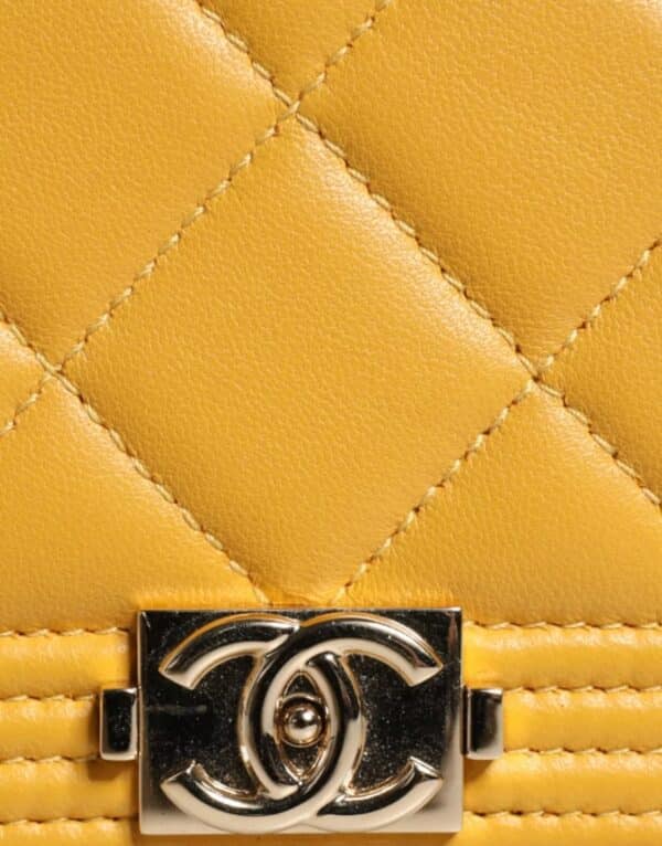 Chanel Yellow Quilted Leather CC Logo Continental Zip Wallet – Image 5