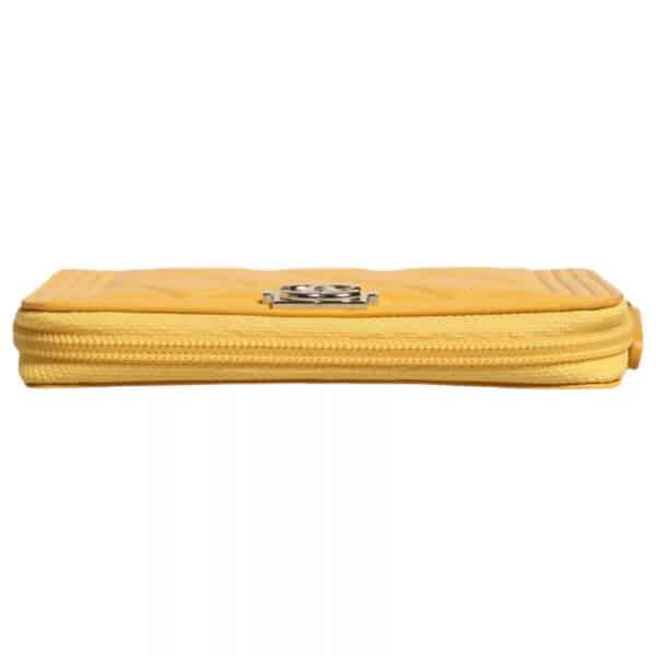 Chanel Yellow Quilted Leather CC Logo Continental Zip Wallet – Image 4