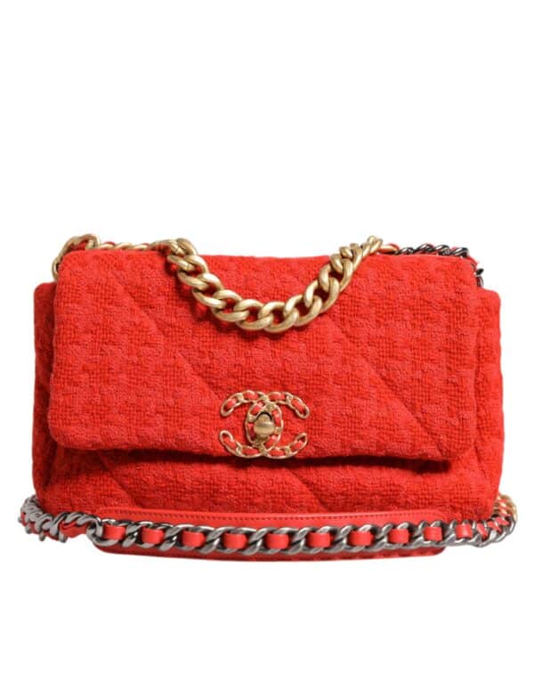 Chanel Red Tweed 2WAY Hand Chain Medium Shoulder Bag Purse – Image 2