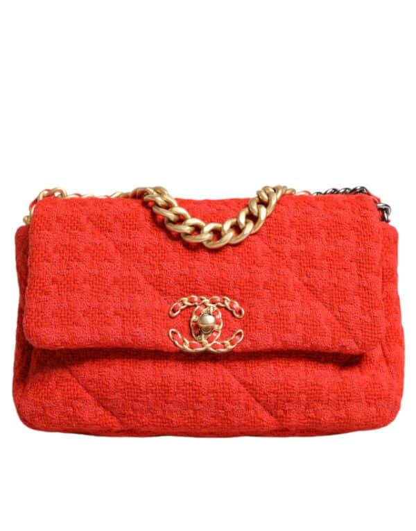 Chanel Red Tweed 2WAY Hand Chain Medium Shoulder Bag Purse – Image 4