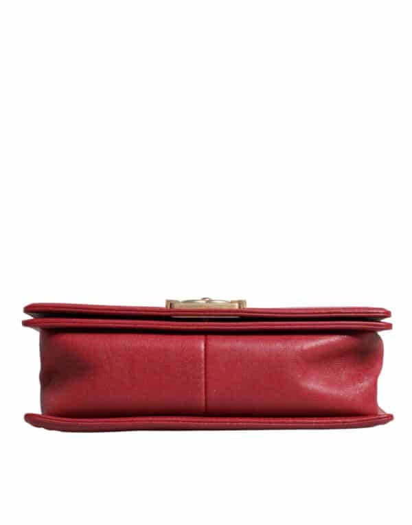 Chanel Red Leather Lambskin Double Gold Chain Medium Shoulder Bag – Image 3