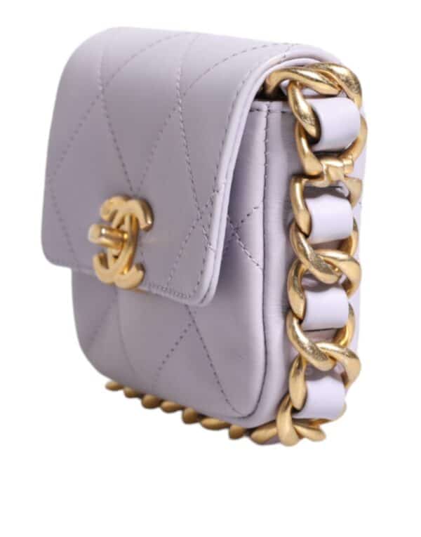 Chanel Blue Quilted Calfskin Framing Chain Flap Mini crossbody Bag – Image 3