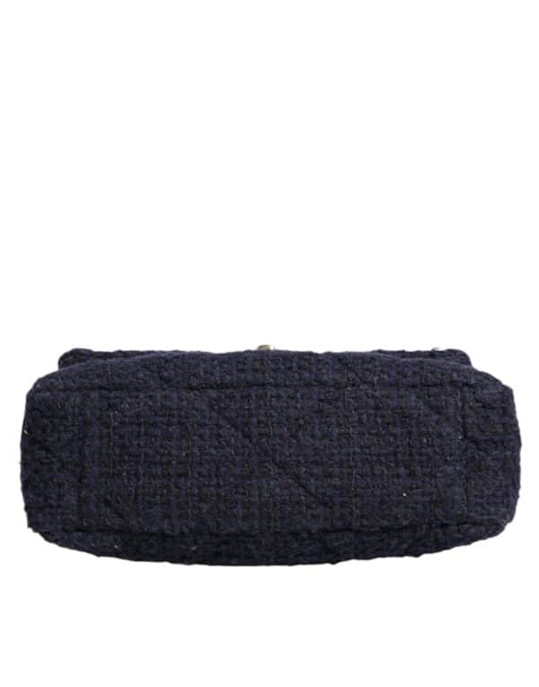 Chanel Dark Blue Medium Flap Tweed CC Gold Gray Chain Shoulder Bag – Image 5