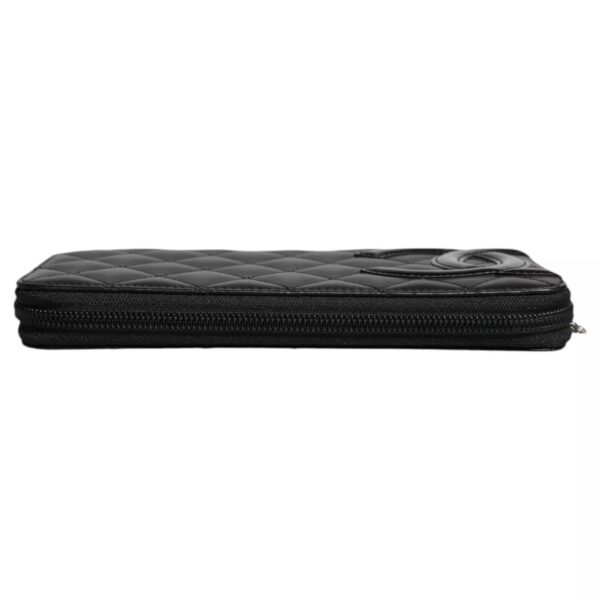 Chanel Black Quilted Leather Logo CC Continental Zip Wallet – Image 6