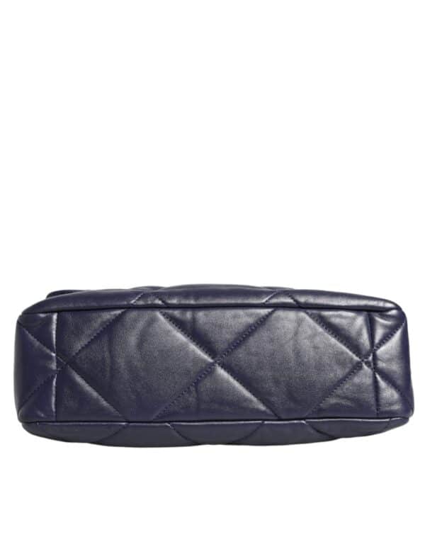 Chanel Blue Leather Large Quilted Chain Hand Shoulder Bag – Image 5