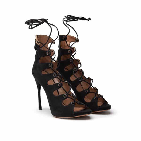 Alaïa Black Suede Leather Sandal – Image 2