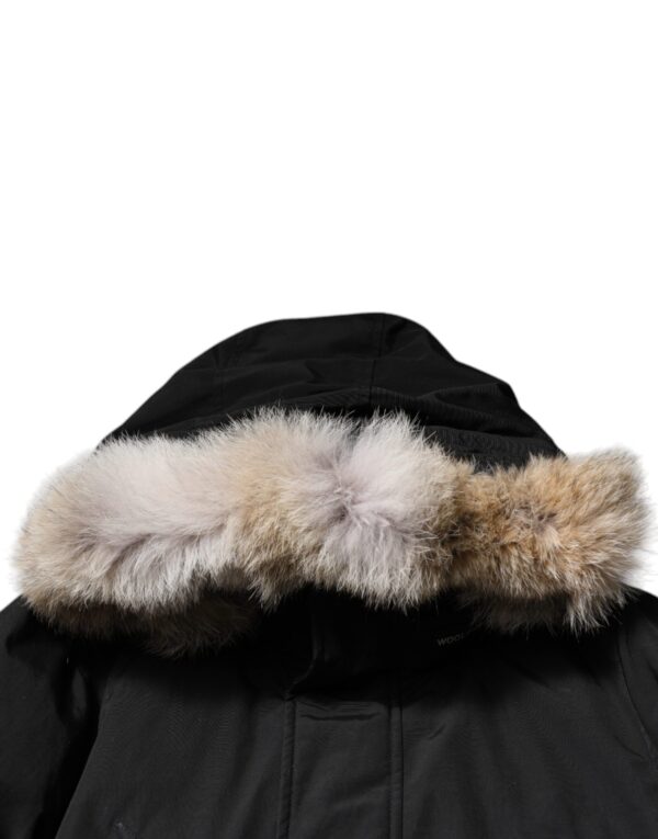Woolrich Black Hooded Long Sleeves Fur Shearling Coat Jacket – Image 6