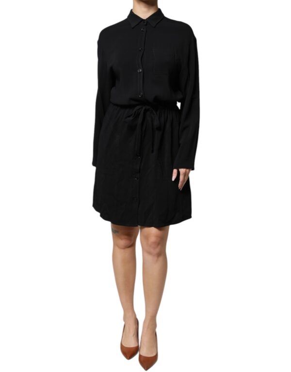Emporio Armani Black Viscose Long Sleeves A-line Mini Dress – Image 2