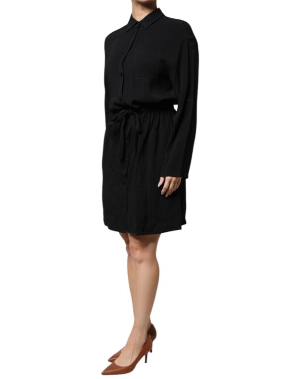 Emporio Armani Black Viscose Long Sleeves A-line Mini Dress – Image 3