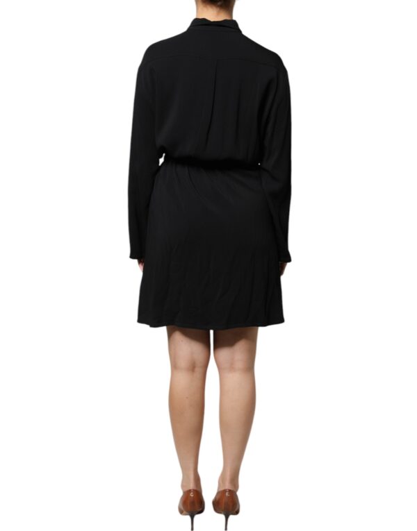 Emporio Armani Black Viscose Long Sleeves A-line Mini Dress – Image 4