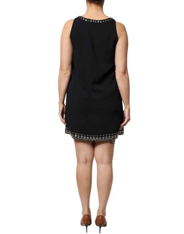 PINKO Black Embellished Polyester Sleeveless Shift A-line Mini Dress – Image 4