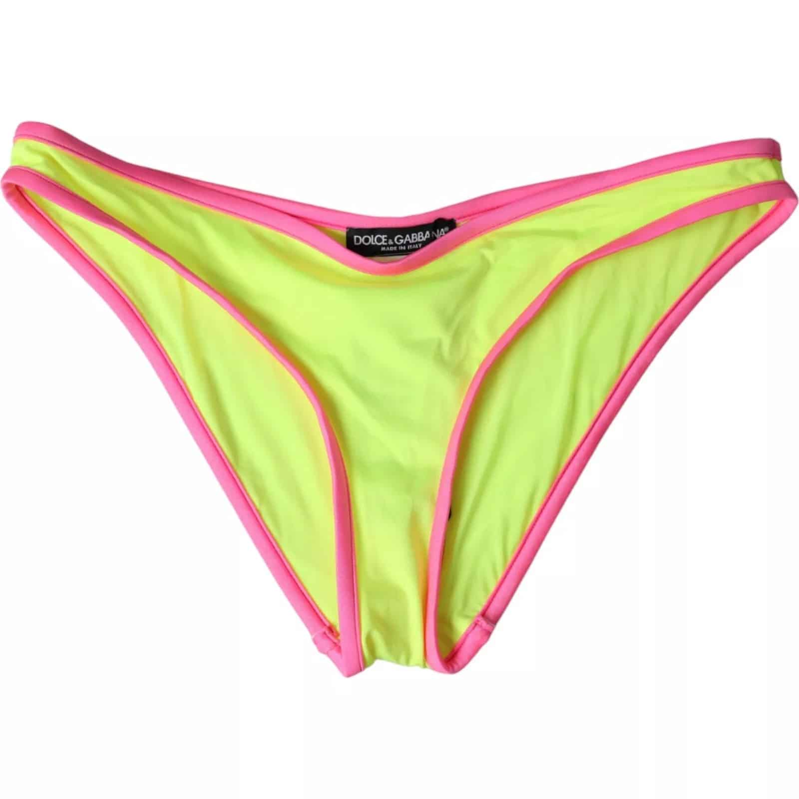 Dolce & Gabbana Yellow Pink Nylon Swimwear Bottom Beachwear Bikini