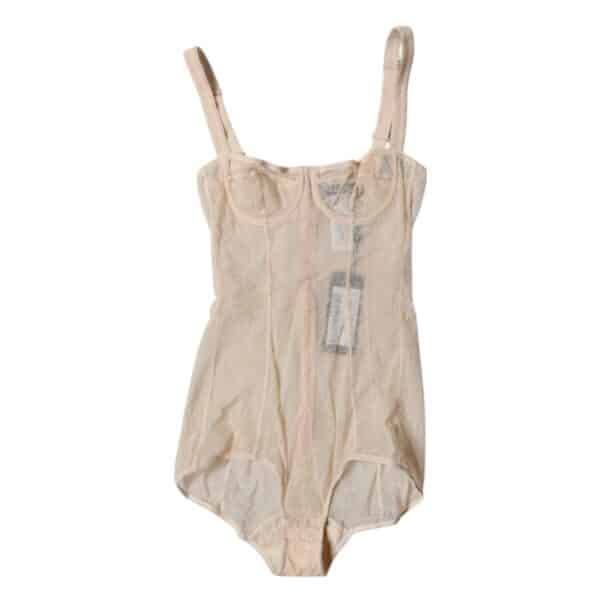 Dolce & Gabbana Beige Tulle Balconette Bra Bodysuit Underwear – Image 3