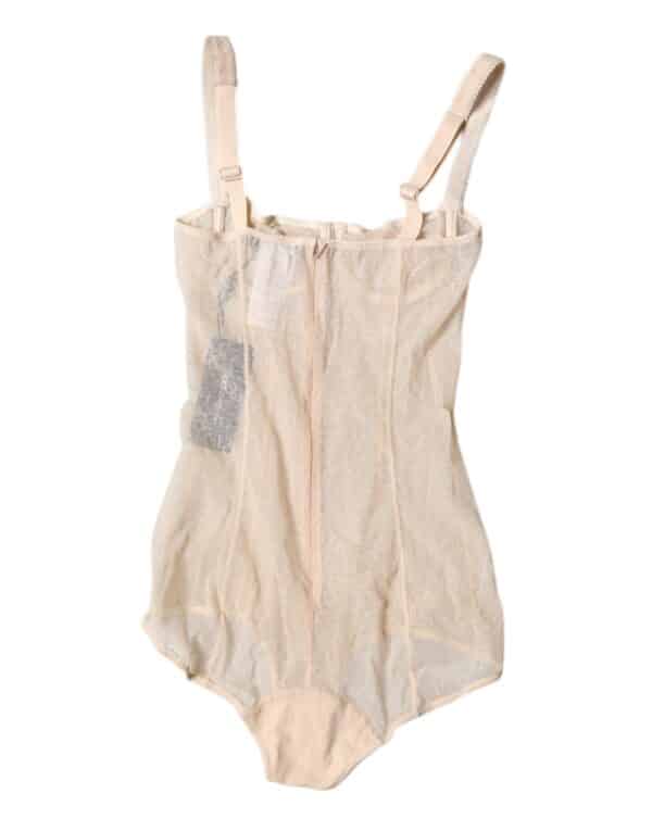 Dolce & Gabbana Beige Tulle Balconette Bra Bodysuit Underwear – Image 4