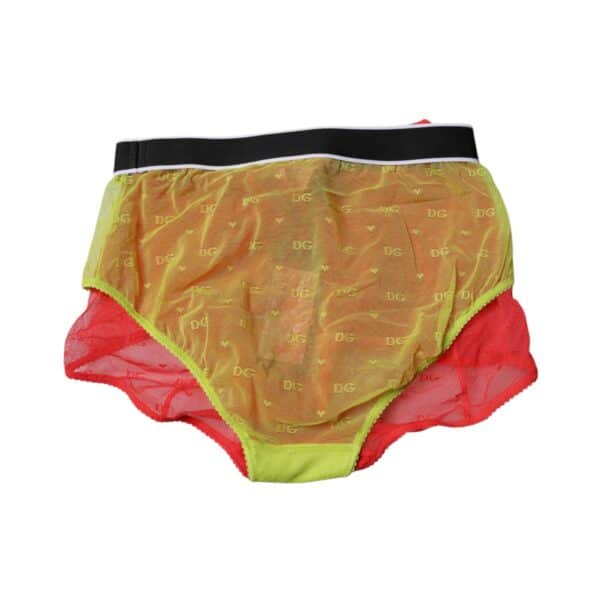 Dolce & Gabbana Red Yellow Tulle Mid Waist Panty Underwear – Image 5