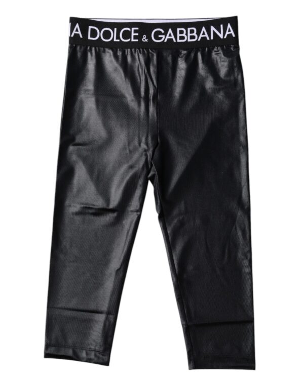 Dolce & Gabbana Black Logo Nylon Cropped Tights Pants Underwear – Image 2