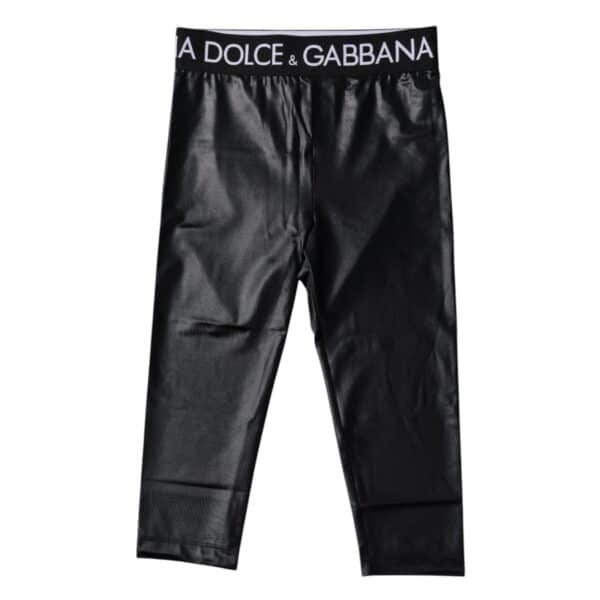 Dolce & Gabbana Black Logo Nylon Cropped Tights Pants Underwear – Image 3