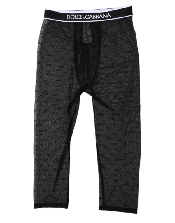 Dolce & Gabbana Black DG Logo Nylon Cropped Tights Underwear – Image 2