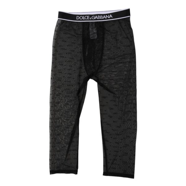 Dolce & Gabbana Black DG Logo Nylon Cropped Tights Underwear – Image 3