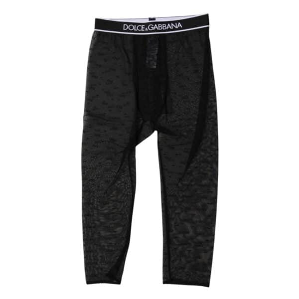 Dolce & Gabbana Black DG Logo Nylon Cropped Tights Underwear – Image 3