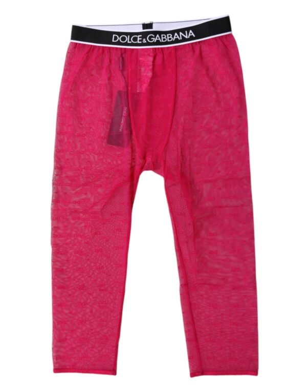 Dolce & Gabbana Fuchsia DG Logo Nylon Cropped Tights Underwear – Image 2