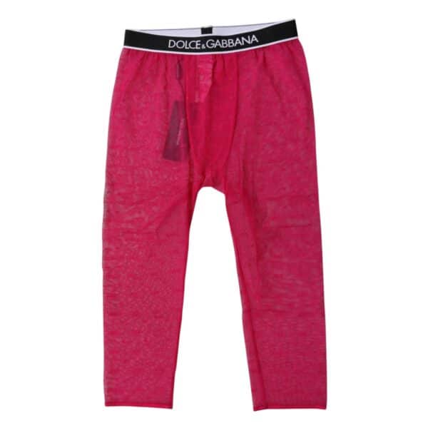 Dolce & Gabbana Fuchsia DG Logo Nylon Cropped Tights Underwear – Image 3