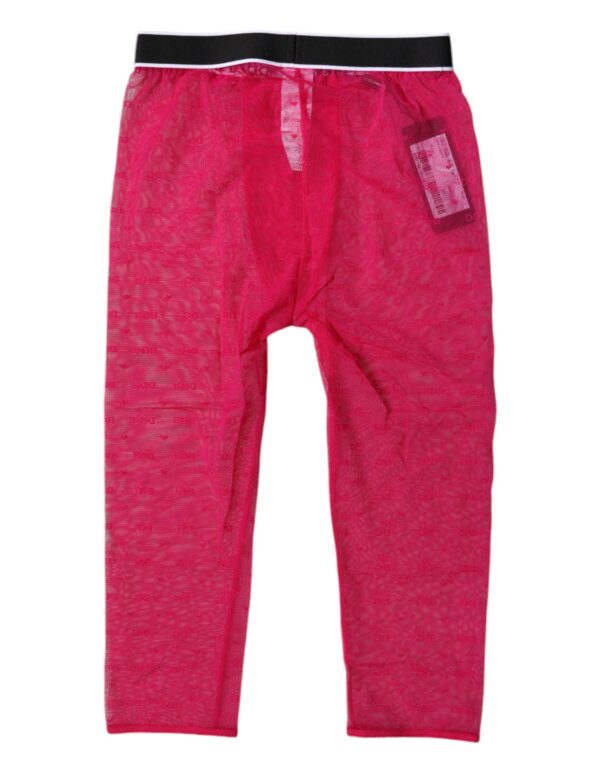 Dolce & Gabbana Fuchsia DG Logo Nylon Cropped Tights Underwear – Image 4