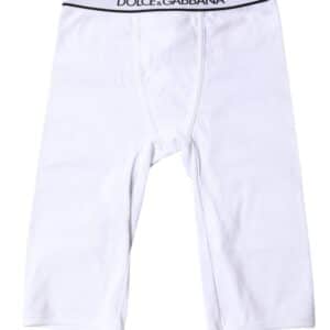 Dolce & Gabbana White Logo Cotton Cropped Tights Underwear