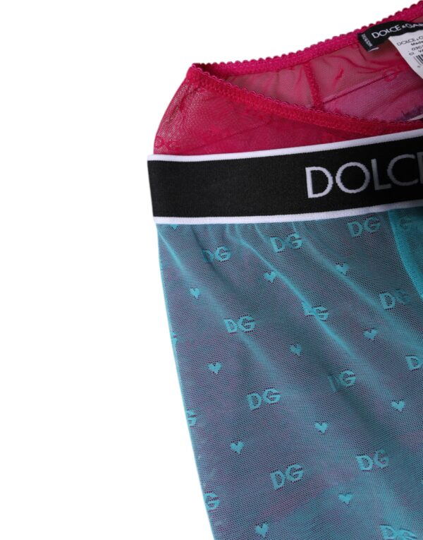 Dolce & Gabbana Blue Fuchsia Logo Lingerie Cropped Underwear – Image 4