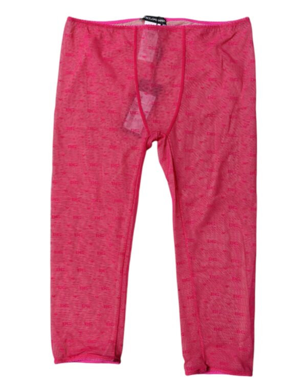 Dolce & Gabbana Fuchsia Logo Lace Lingerie Cropped Tight Underwear – Image 2