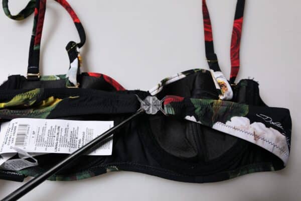 Dolce & Gabbana Black Floral Print Nylon Balconcino Bra Underwear – Image 6