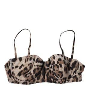 Dolce & Gabbana Brown Leopard Nylon Balconcino Bra Underwear