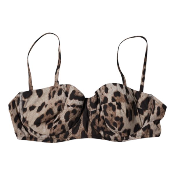 Dolce & Gabbana Brown Leopard Nylon Balconcino Bra Underwear – Image 3