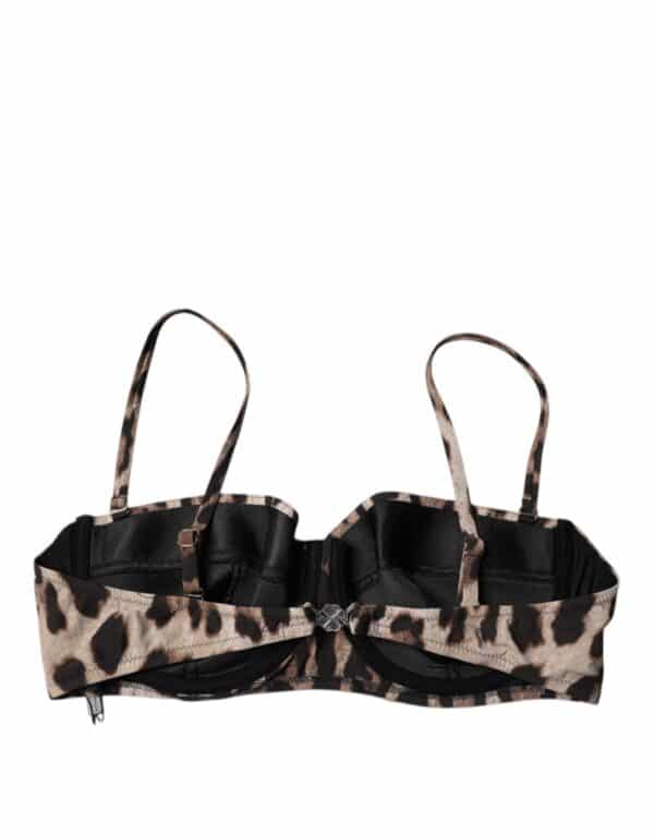 Dolce & Gabbana Brown Leopard Nylon Balconcino Bra Underwear – Image 4