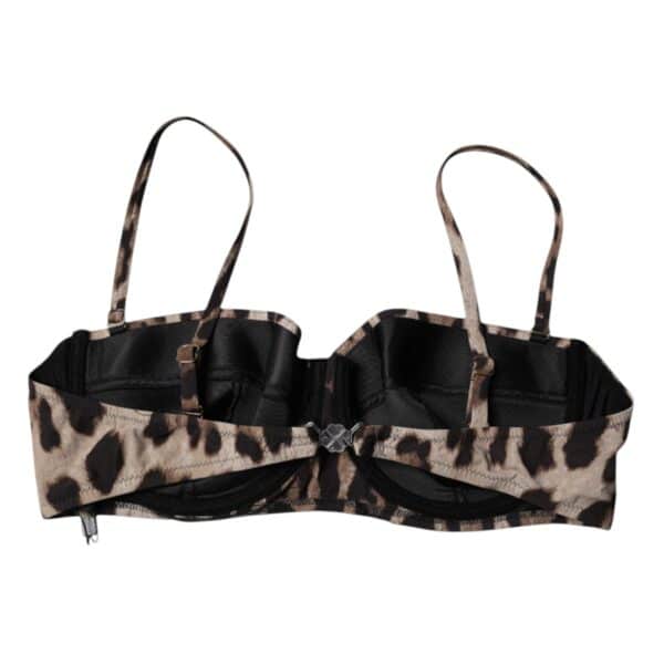 Dolce & Gabbana Brown Leopard Nylon Balconcino Bra Underwear – Image 5