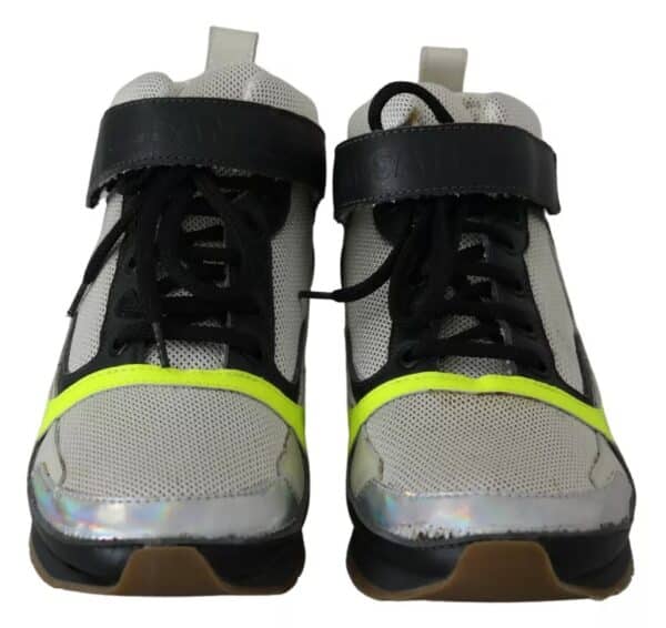 Jil Sander Fog Gray Neon Green Black Lace-Up Strap Shoes – Image 2