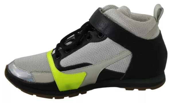 Jil Sander Fog Gray Neon Green Black Lace-Up Strap Shoes – Image 3
