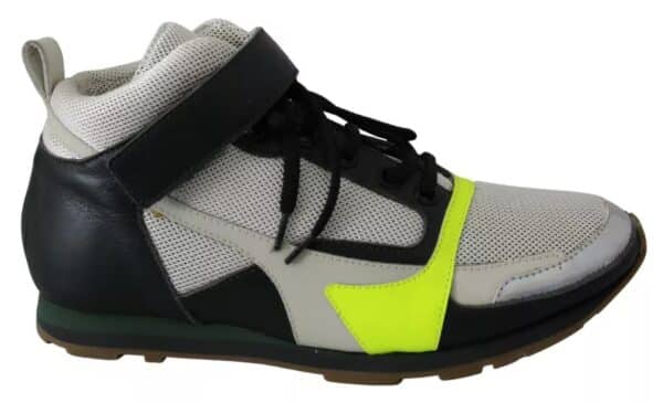 Jil Sander Fog Gray Neon Green Black Lace-Up Strap Shoes – Image 4