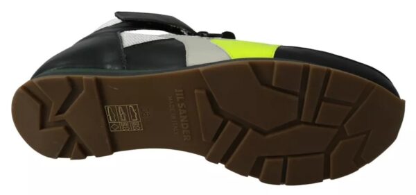 Jil Sander Fog Gray Neon Green Black Lace-Up Strap Shoes – Image 5