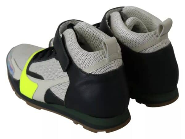 Jil Sander Fog Gray Neon Green Black Lace-Up Strap Shoes – Image 7