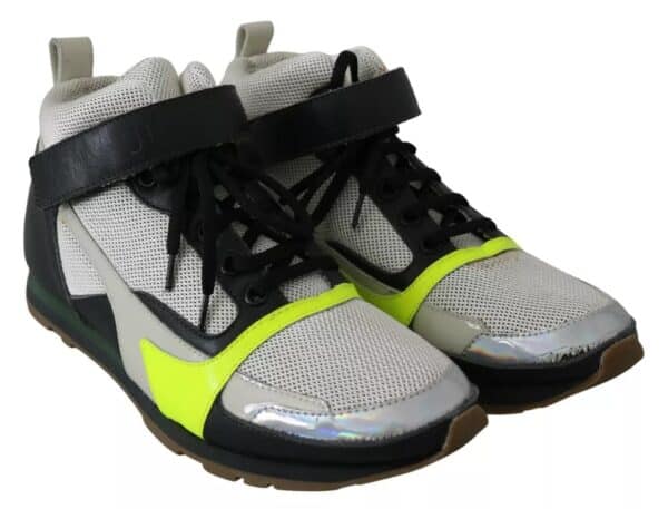 Jil Sander Fog Gray Neon Green Black Lace-Up Strap Shoes – Image 8