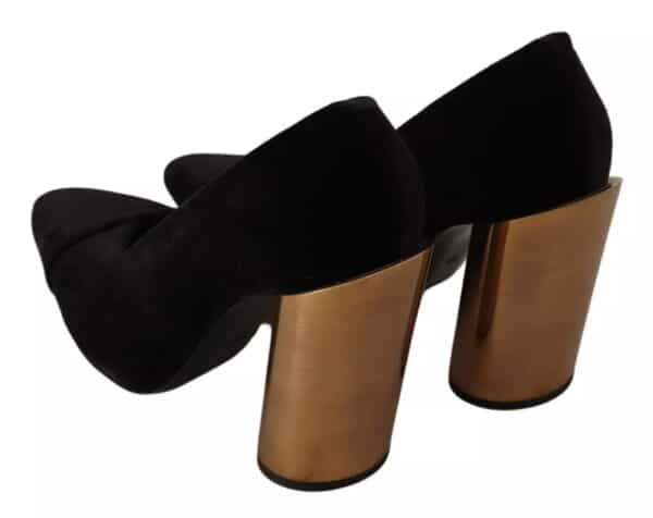 Jil Sander Black Leather Suede Block Heels Pumps Shoes – Image 5