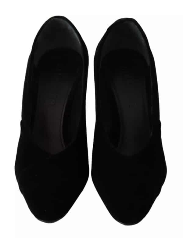 Jil Sander Black Leather Suede Block Heels Pumps Shoes – Image 7