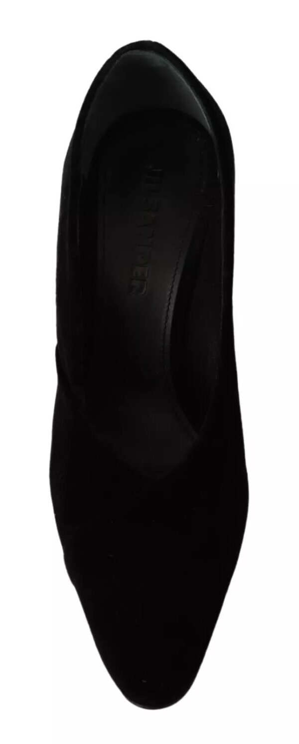 Jil Sander Black Leather Suede Block Heels Pumps Shoes – Image 8